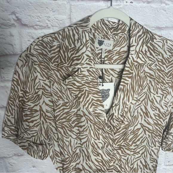 LITA By Ciara Utility Belted Romper in Neutral Tiger Print NWT - Picture 6 of 16